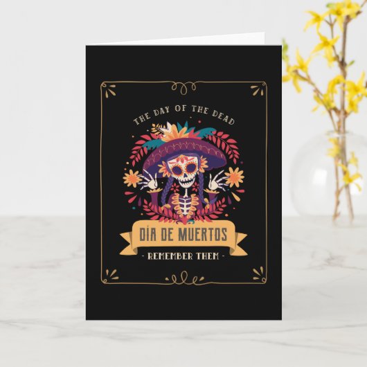Dia de muertos day of the dead カード (黄色い花)