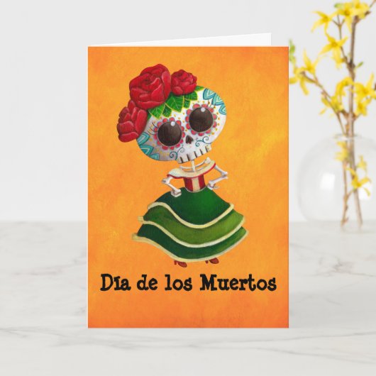Dia de Muertos Mexicanの失敗の死 カード (黄色い花)