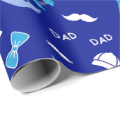 Día Del Padre Azul Con Bigotes Y Corbatas ラッピングペーパー (ロールコーナー)