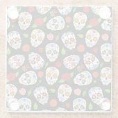 Dia Los Muertos：砂糖のスカルパターン。 ガラスコースター (裏面)