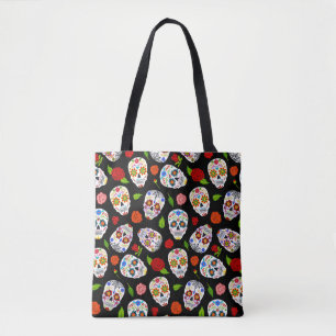 Dia Los Muertos:砂糖のスカルパターン。 トートバッグ