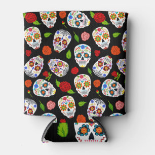 Dia Los Muertos:砂糖のスカルパターン。 缶クーラー