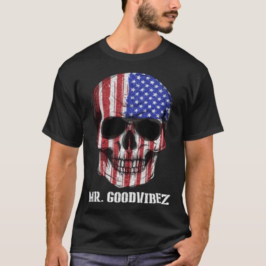 Dia Los Muertos Skull America Tシャツ (正面)