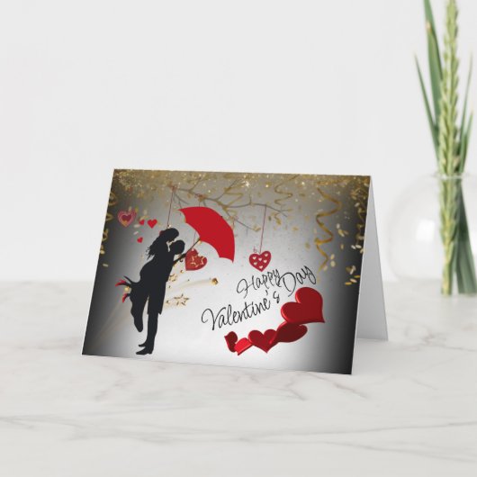 día San Valentín de pareja y corazones シーズンカード (正面)