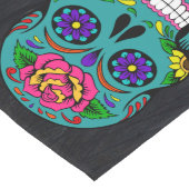 Diaa de los Muertos Sugarのスカルの暗い木16X108 " ロングテーブルランナー (コーナー)