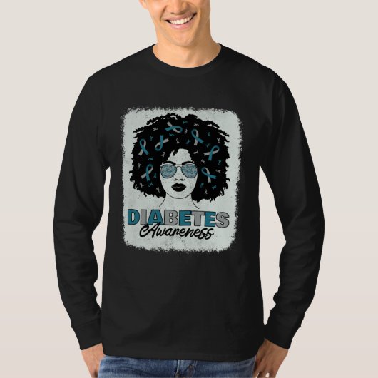 Diabetes Awareness Afro African American Melanin W Tシャツ (正面)