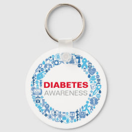 Diabetes Awareness blue circle with symbols キーホルダー