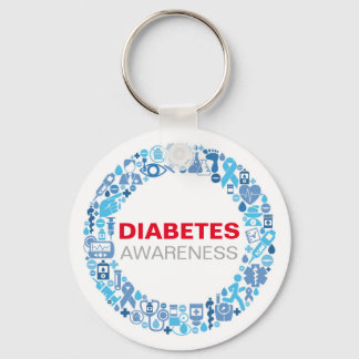 Diabetes Awareness blue circle with symbols キーホルダー