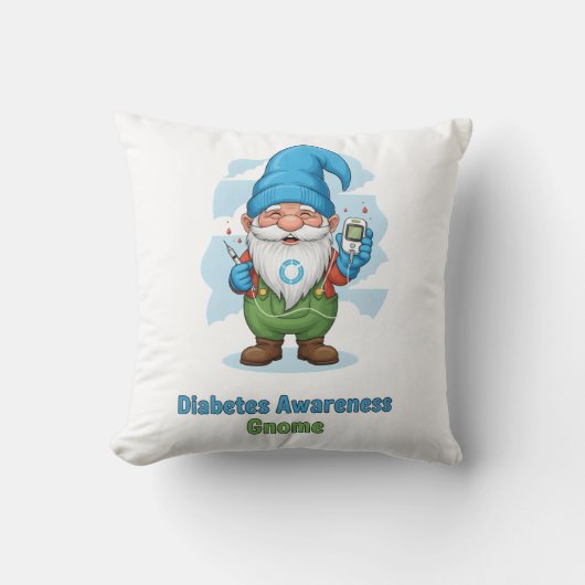 Diabetes Awareness Gnome PNG | Cute Diabetes  クッション (正面)