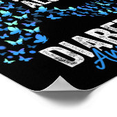 Diabetes Awareness Month Butterflies Blue Ribbon  ポスター (角)