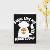 Diabetes Awareness Quote Racoon Feral Like My Bloo カード (黄色い花)