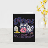 Diabetes Awareness Racoon Feral Like My Blood Suga カード (黄色い花)