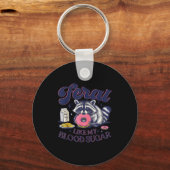 Diabetes Awareness Racoon Feral Like My Blood Suga キーホルダー (正面)