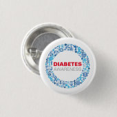 Diabetes Awarenss Blue Circle with Symbols 缶バッジ (正面&裏面)