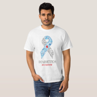 Diabetes Awarness Ribbon with Treatment Symbols Tシャツ