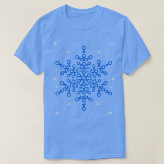 Diabetes Blue Awareness Ribbon Snowflakes Diabetic Tシャツ (デザイン正面)