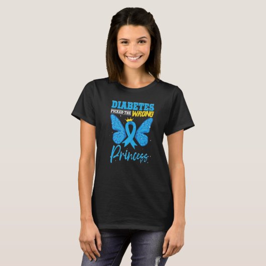 Diabetes Picked The Wrong Princess T1D Diabetes A Tシャツ (正面フル)