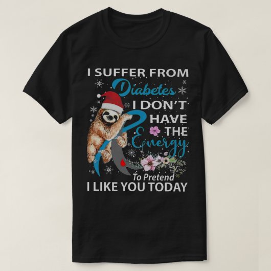 Diabetes Sloth Christmas Tシャツ (デザイン正面)