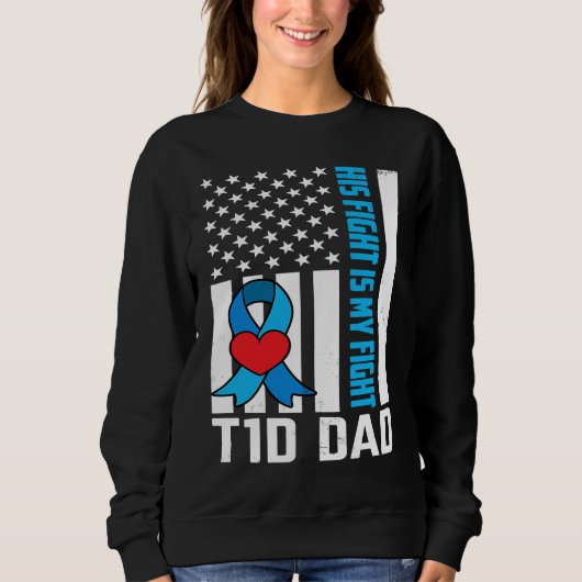 Diabetes Warrior T1D Dad American Flag Diabetes Aw スウェットシャツ (正面)