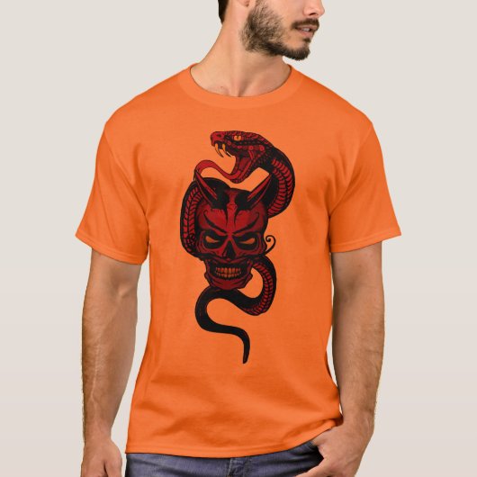 diable_crane_lucifer_hipster_tete_de_mort_serpent_ tシャツ (正面)