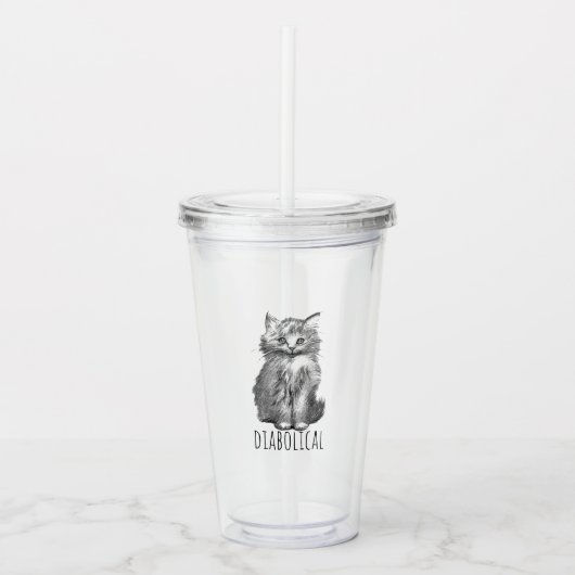 Diabolical Cute Fluffy Kitten アクリルタンブラー (正面)