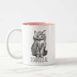 Diabolical Cute Fluffy Kitten ツートーンマグカップ
