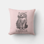 Diabolical Cute Fluffy Kitten Light Pink クッション (正面)