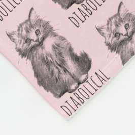 Diabolical Cute Fluffy Kitten Light Pink フリースブランケット