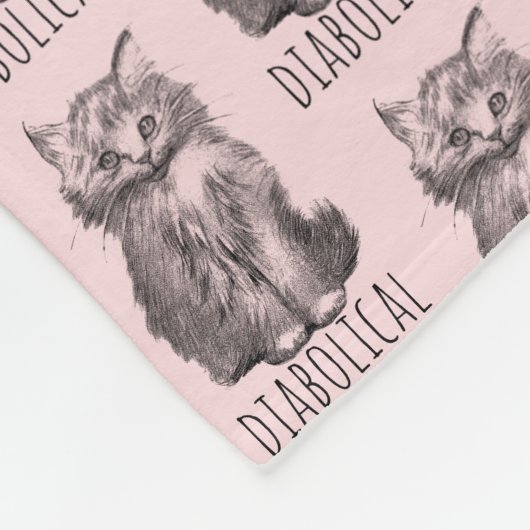 Diabolical Cute Fluffy Kitten Light Pink フリースブランケット (角)