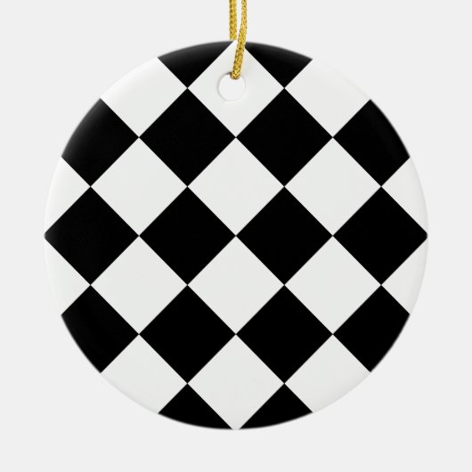 Diagは大きい-白および黒市松模様にしました セラミックオーナメント (正面)