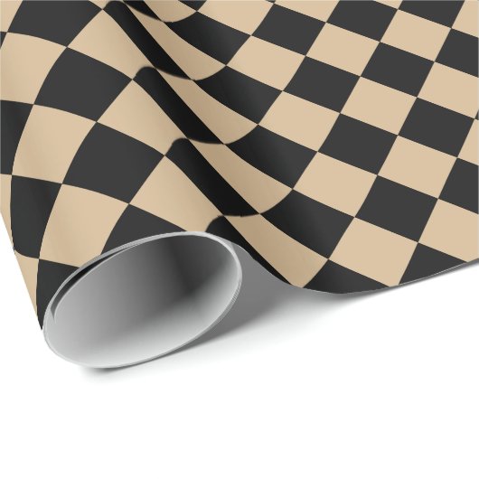 Diagは大きい-黒およびタン市松模様にしました ラッピングペーパー (ロールコーナー)