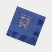 Diagストライプバナーのモノグラム名の結婚カップル 箔ナプキン (左)