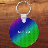 Diagレインボーグラディエント花パターン青グリーン キーホルダー (正面)