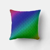 Diagレインボーグラディエント花パターン青グリーン クッション (裏面)