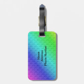 Diagレインボーグラディエント花パターン青グリーン ラゲッジタグ (裏面縦)