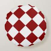 Diag 市松模様に Large – 白と濃い赤 ラウンドクッション (裏面)