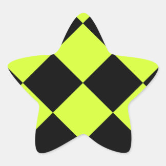 Diag 市松模様に Large-Blackと蛍光黄色 星シール