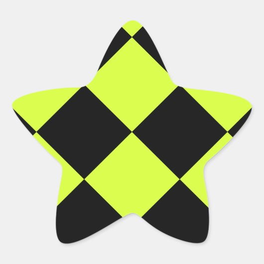Diag 市松模様に Large-Blackと蛍光黄色 星シール (正面)
