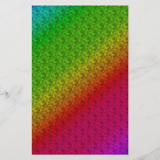 Diag Rainbow Gradient Floral Pattern Red Green チラシ (正面)