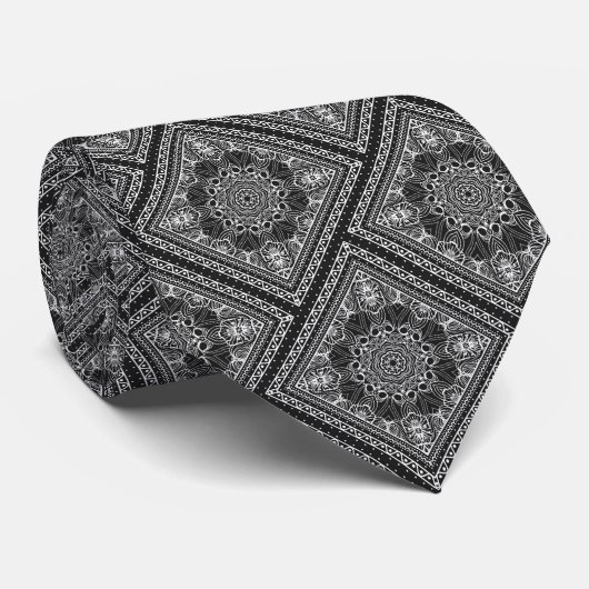 Diagonal Black and White Bandana Design ネクタイ (ロール)