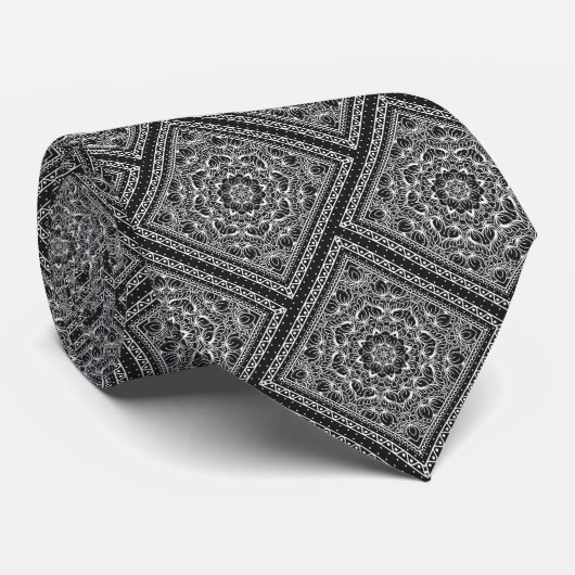 Diagonal Black and White Bandana Design ネクタイ (ロール)