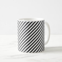 Diagonal black and white stripes  pattern コーヒーマグカップ