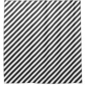 Diagonal black and white stripes  pattern シャワーカーテン (正面)