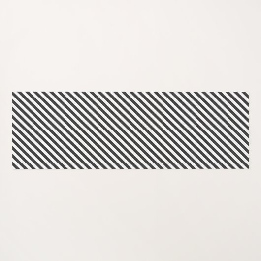 Diagonal black and white stripes  pattern ヨガマット (裏面(横))