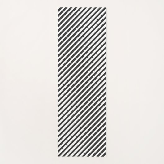 Diagonal black and white stripes  pattern ヨガマット (正面)