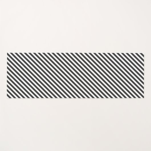 Diagonal black and white stripes  pattern ヨガマット (正面(横))