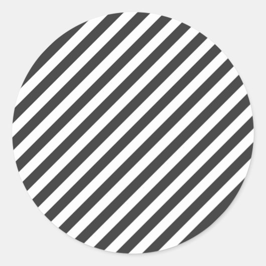 Diagonal black and white stripes  pattern ラウンドシール (正面)