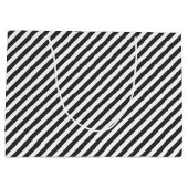 Diagonal black and white stripes  pattern ラージペーパーバッグ (裏面)