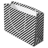 Diagonal black and white stripes  pattern ラージペーパーバッグ (裏面アングル)