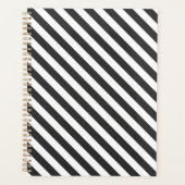 Diagonal black and white stripes  pattern planner プランナー手帳 (正面)